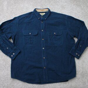 Cabela's Shirt Mens XL Blue Deerskin Soft Chamois Cotton Shacket L/S Button
